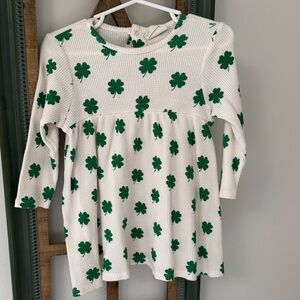 SPEARMINT LOVE 2T St Patrick’s Day Clover 100% Organic Cotton Waffle Knit Dress